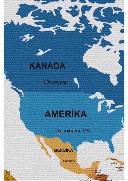 - Duvar Örtüsü Bayrak Detaylı Türkçe Güncel Dünya Haritası Kanvas Duvar HALISI-4047 fırsatları