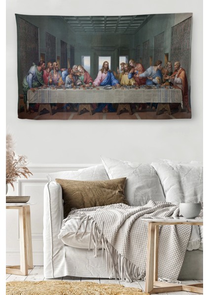 - Duvar Örtüsü / Halısı Son Akşam Yemeği Leonardo Da Vinci Kaliteli Kanvas KUMAŞ-4066