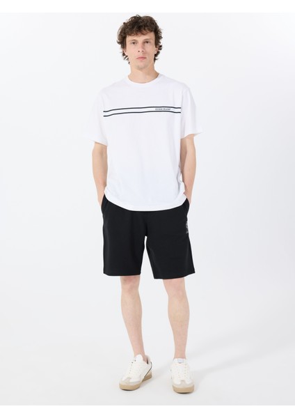 Siyah Erkek Loose Fit Desenli Sweat Şort M5GD10KCN01JBLK Clovıs Shorts