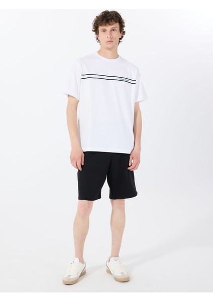 Siyah Erkek Loose Fit Desenli Sweat Şort M5GD10KCN01JBLK Clovıs Shorts fiyatları