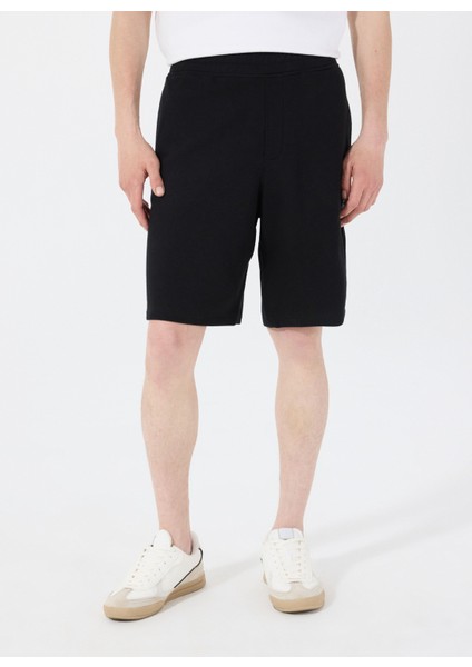 Siyah Erkek Loose Fit Desenli Sweat Şort M5GD10KCN01JBLK Clovıs Shorts modelleri