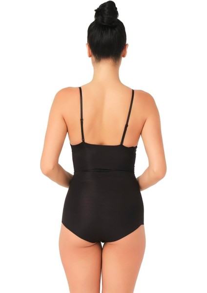 Siyah Lazer Kesim Göğsü Açık Slip Korse