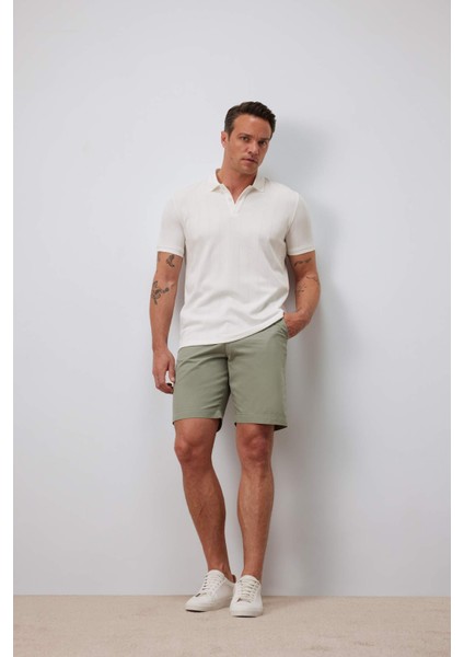 %100 Pamuk Regular Fit Gabardin Bermuda Şort C7684AX25SP