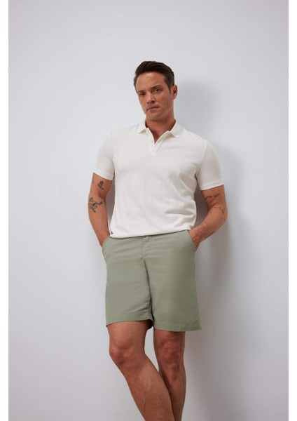 %100 Pamuk Regular Fit Gabardin Bermuda Şort C7684AX25SP