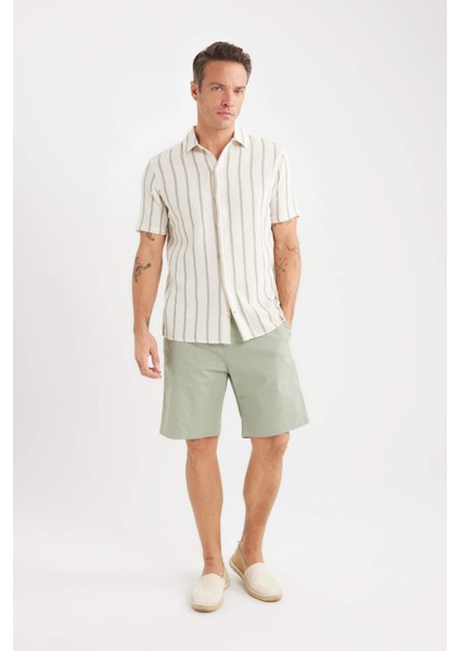 %100 Pamuk Regular Fit Gabardin Bermuda Şort C7684AX25SP