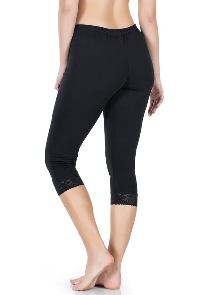 Paçası Dantelli Kısa Kadın Tayt 421