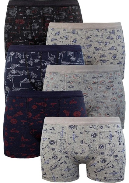 Erkek Likralı Boxer 6 Lı Desenli Karışık Renkler (Menbox 1052) modelleri