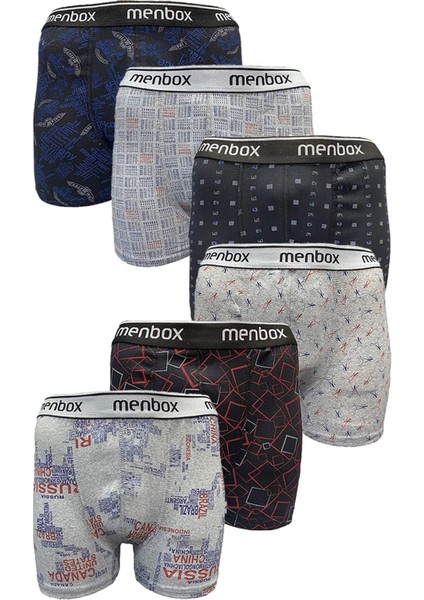 Erkek Likralı Boxer 6 Lı Desenli Karışık Renkler (Menbox 1052) fırsatları