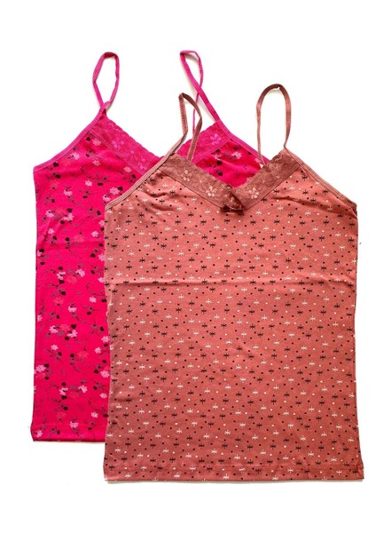 2 Adet Kadın Askılı Desenli Atlet Dantelli Empirme Pamuklu Penye D3-4 fiyatları