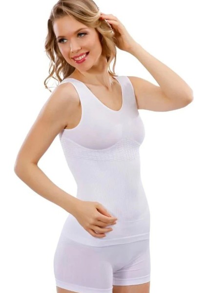 Jakarlı Kalın Askılı Bayan Atlet 14005 -Beyaz fiyatları