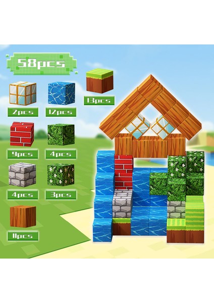 Benim Dünyam Manyetik Küp Blok Manyetik Tam Set Mıknatıslı Puzzle Oyuncaklar (Yurt Dışından)