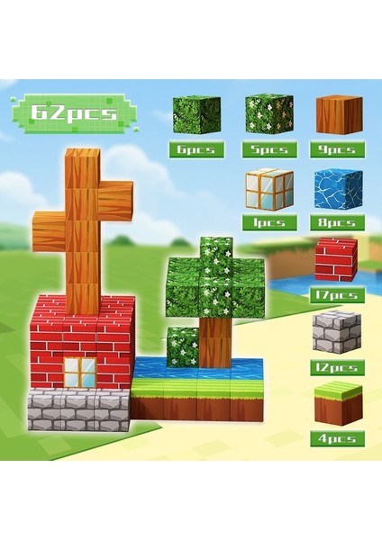 Benim Dünyam Manyetik Küp Blok Manyetik Tam Set Mıknatıslı Puzzle Oyuncaklar (Yurt Dışından)
