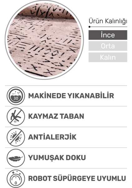 Venüs Bej/füme Iskandinav Desenli Kaymaz Pamuk Kilim – Makinede Yıkanabilir, Modern ve Dayanıklı Tasarım Halı