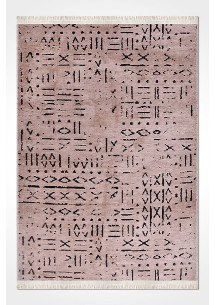 Venüs Bej/füme Iskandinav Desenli Kaymaz Pamuk Kilim – Makinede Yıkanabilir, Modern ve Dayanıklı Tasarım Halı
