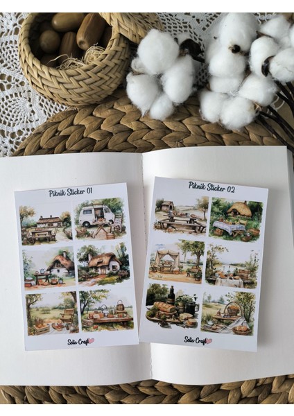 Piknik Temalı Parlak Sticker 01-02 Ajanda Planlayıcı Bullet Journal Için Uygundur