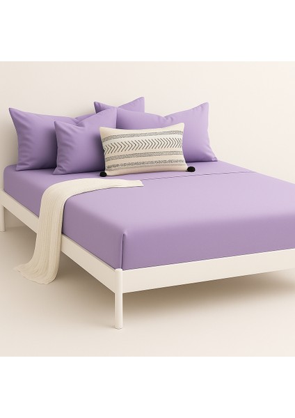 %100 Pamuk Lastikli Çarşaf Tek Kişilik Fitted Çarşaf Takımı 100X200CM, 1 Adet Yastık Kılıfı, Lila fiyatları