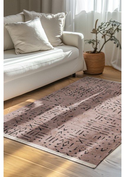 Venüs Bej/füme Iskandinav Desenli Kaymaz Pamuk Kilim – Makinede Yıkanabilir, Modern ve Dayanıklı Tasarım Halı