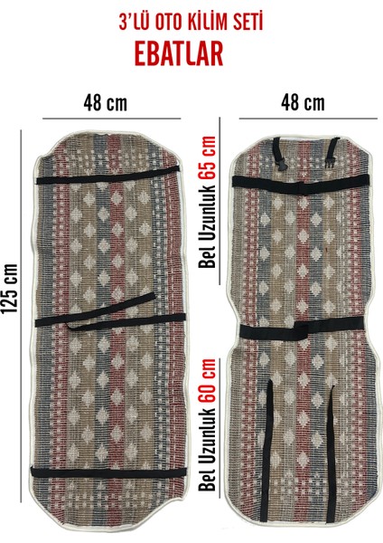 Oto Koltuk Kılıf Kilim 3 Parça Set Terletmez Jüt Iplik Dokuma Universal fırsatları