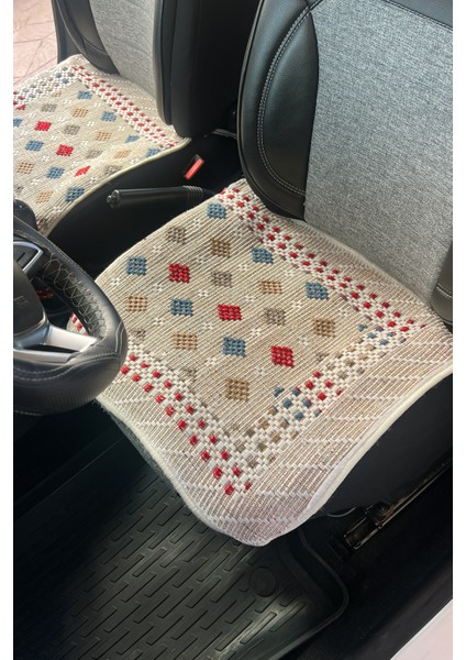 Oto Koltuk Kilim 3 Parça Set Terletmez Jüt Iplik Universal Minder