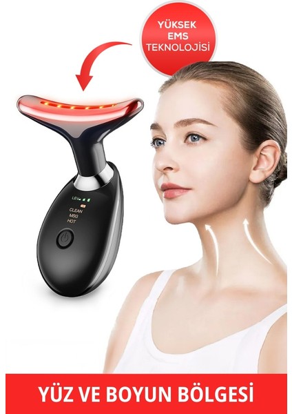 Gıdı ve Boyun Bölgesi Için Ems Destekli Cilt Toparlayıcı Cihaz – 3 Modlu