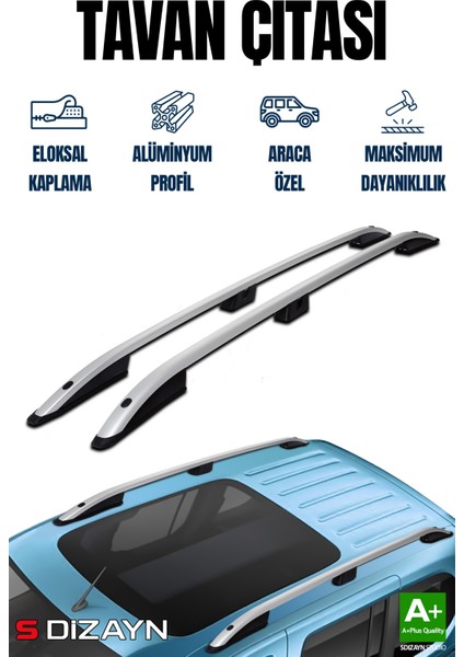 Renault Kangoo 2 Kısa Şase Aluminyum Gri Tavan Çıtası 2008-2020 A+ Kalite