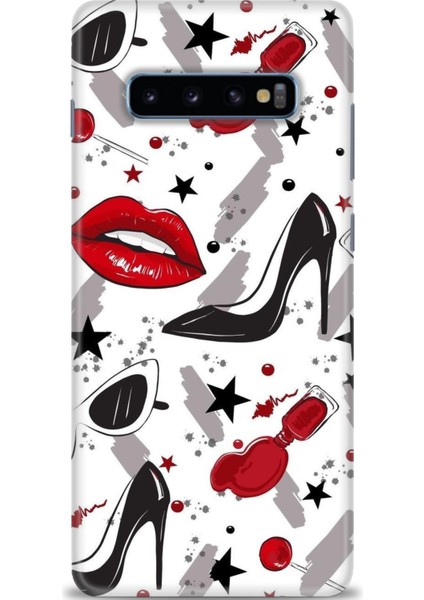 Samsung Galaxy S10 Plus Hd Baskılı Kılıf + Seramik Tam Kaplayan Ekran Koruyucu 416