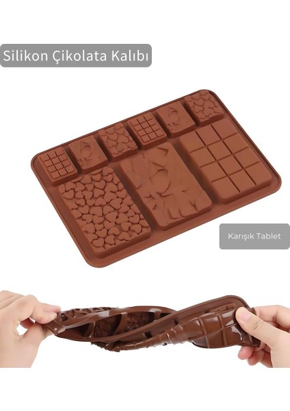 Karışık Tablet Desen Çikolata Kalıbı Bpa Free Buz Kalıbı Silikon Tatlı Kalıbı yapışmaz kalıp