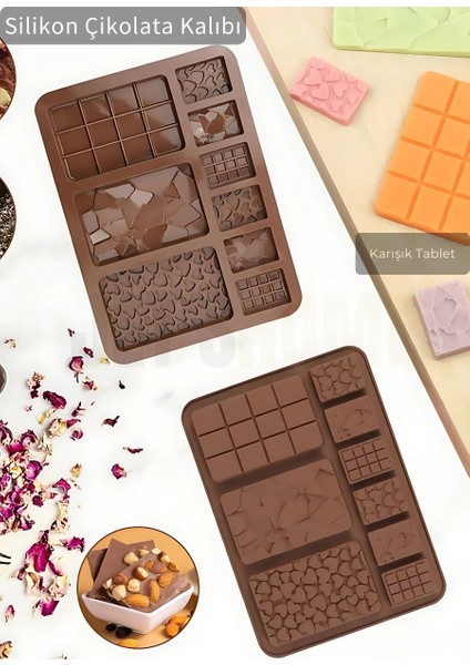 Karışık Tablet Desen Çikolata Kalıbı Bpa Free Buz Kalıbı Silikon Tatlı Kalıbı yapışmaz kalıp fiyatları