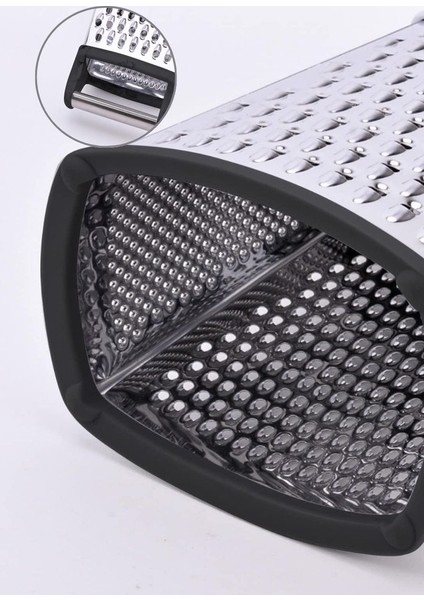 Paslanmaz Çelik Rende Silikon Tabanlı 4 Taraflı Rende Inox 22 cm