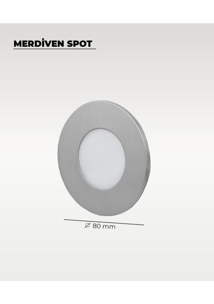 3W Krom Yuvarlak Sıva Altı Merdiven Spot 6500K (Beyaz Işık) fiyatları