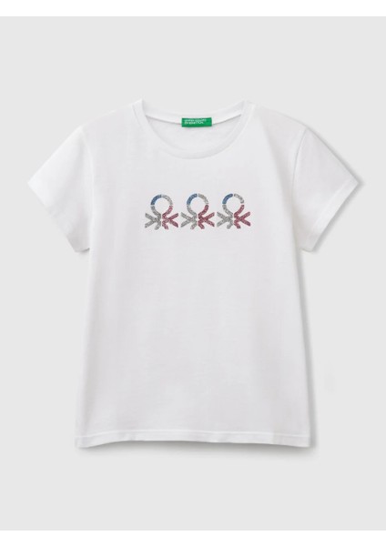 Benetton Kız Çocuk Baskılı Tshirt 6-14 Yaş Beyaz fiyatları