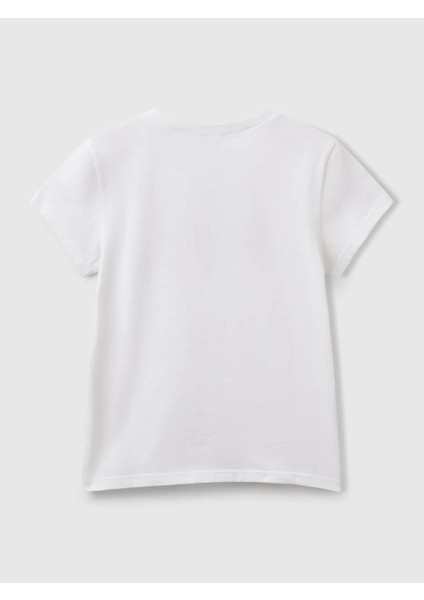 Benetton Kız Çocuk Baskılı Tshirt 6-14 Yaş Beyaz modelleri