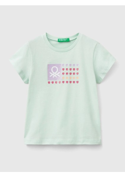 Benetton Kız Çocuk Baskılı Tshirt 1-6 Yaş Mint fiyatları