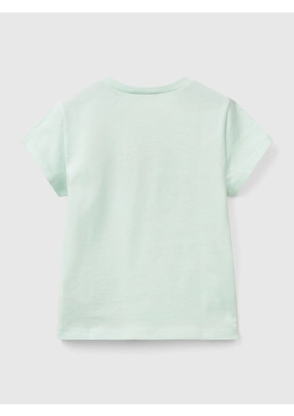 Benetton Kız Çocuk Baskılı Tshirt 1-6 Yaş Mint modelleri