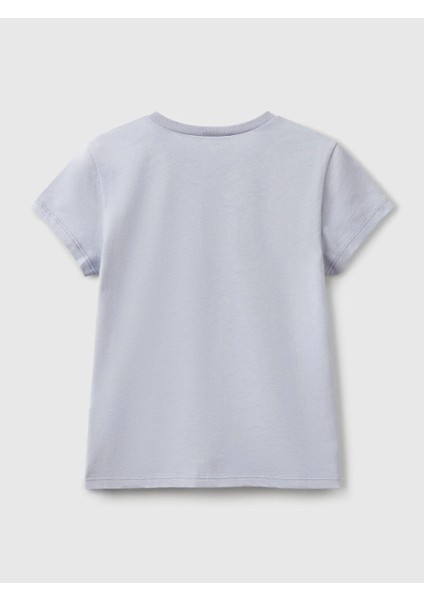 Benetton Kız Çocuk Baskılı Tshirt 6-14 Yaş Lila modelleri