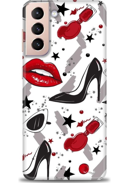 Samsung Galaxy S21 Hd Baskılı Kılıf + Seramik Tam Kaplayan Ekran Koruyucu 416