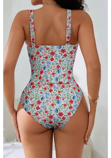 Çiçek Baskılı Büzgülü Kaplı Mayo indirimleri