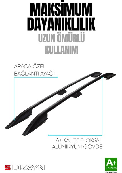 Opel Combo E Kısa Şase Aluminyum Siyah Tavan Çıtası 2019 Üzeri A+ Kalite fırsatları