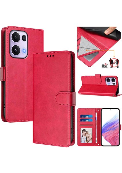 Oppo Reno 13 Pro Flip Book Deri Cüzdan Çapraz Askılı Bileklik Bileklik Rfıd Engelleme Kılıfı (Yurt Dışından)