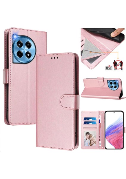Oneplus 12 5g Flip Book Deri Cüzdan Çapraz Askılı Bileklik Bileklik Rfıd Engelleme Kılıfı (Yurt Dışından)