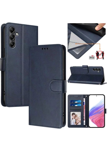 Samsung Galaxy A15 5g/4g Flip Book Deri Cüzdan Çapraz Askılı Bileklik Bileklik Rfıd Engelleme Kılıfı (Yurt Dışından)