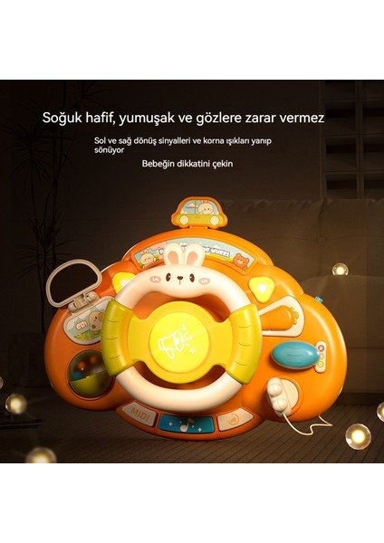 Tavşan Direksiyon Oyuncak Simülasyon Yardımcı Pilot Müzik Araba Direksiyon Çocuk Erken Eğitim Oyuncak (Yurt Dışından)