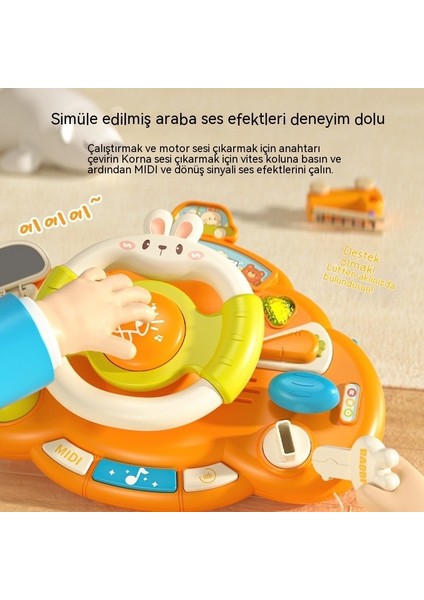 Tavşan Direksiyon Oyuncak Simülasyon Yardımcı Pilot Müzik Araba Direksiyon Çocuk Erken Eğitim Oyuncak (Yurt Dışından)