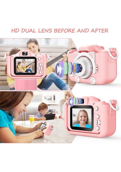 Zizi Çocuk Kamerası, 32GB Sd Kart 1080P Hd, 23MP, 2,0 Inç, 600 Mah, Pembe (Yurt Dışından)