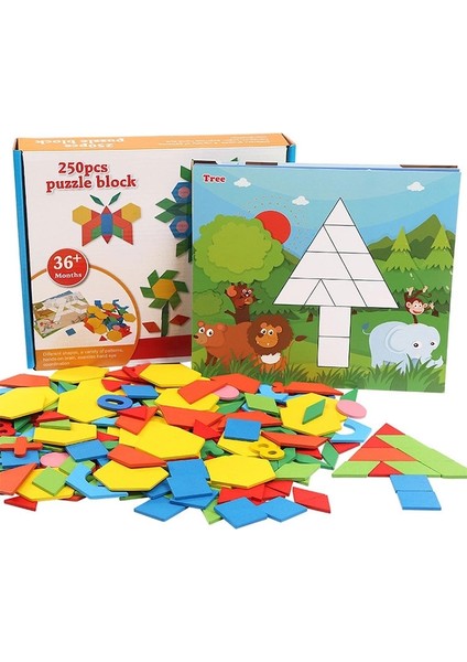 Zizi Eğitici Oyun, Ahşap Yapboz, 250 Çok Renkli Geometrik Satranç Taşı ve Numaraları (Yurt Dışından)