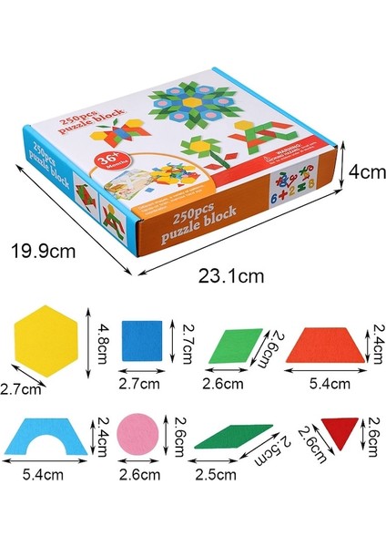 Zizi Eğitici Oyun, Ahşap Yapboz, 250 Çok Renkli Geometrik Satranç Taşı ve Numaraları (Yurt Dışından)