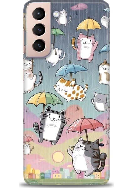 Samsung Galaxy S21 Hd Baskılı Kılıf + Seramik Tam Kaplayan Ekran Koruyucu 412