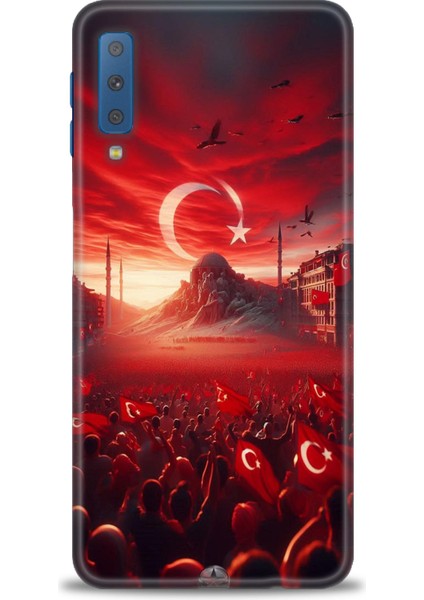 Samsung Galaxy A7 2018 Hd Baskılı Kılıf + Seramik Tam Kaplayan Ekran Koruyucu 39
