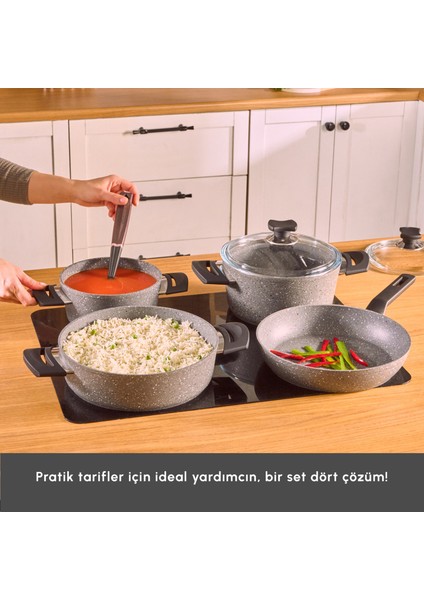 Biogranit Uraz 7 Parça Tencere Seti Gray