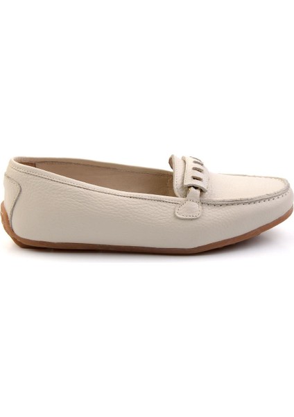 Krem Leather Kadın Loafer Ayakkabı K01087230403